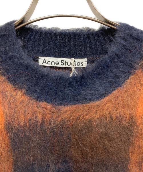 Acne studios（アクネ ストゥディオス）Acne studios (アクネ ストゥディオス) アルパカブレンドブロックチェックニット オレンジ サイズ:Sの古着・服飾アイテム