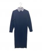 Mila Owenミラオーウェン）の古着「シャツレイヤードニットロングワンピ」｜ネイビー