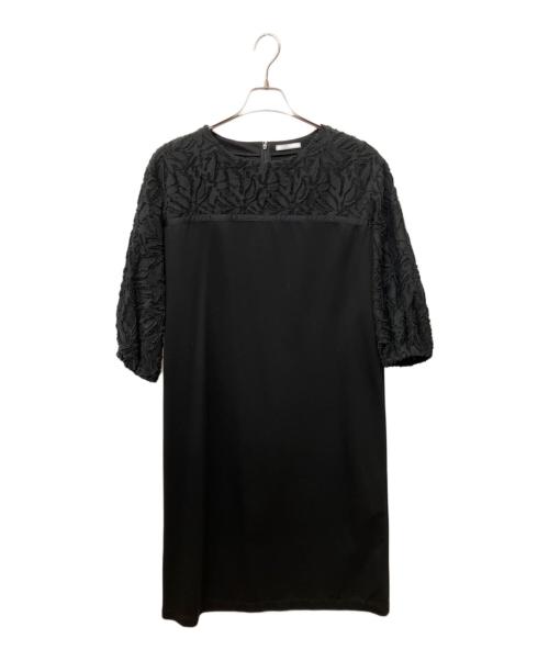 theory luxe（セオリーリュクス）theory luxe (セオリーリュクス) フラワージャガード切替ワンピース ブラック サイズ:38の古着・服飾アイテム