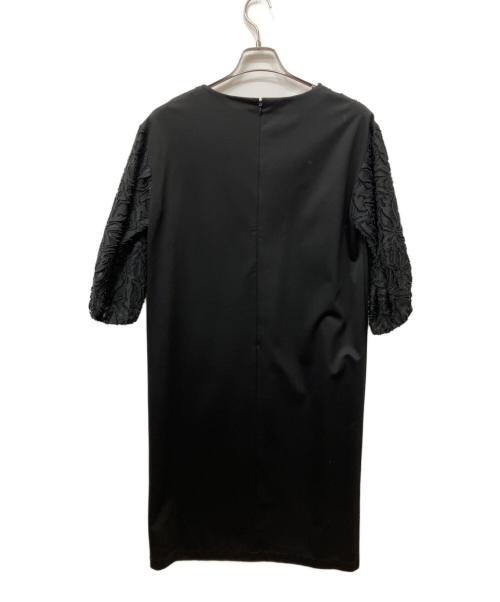 theory luxe（セオリーリュクス）theory luxe (セオリーリュクス) フラワージャガード切替ワンピース ブラック サイズ:38の古着・服飾アイテム