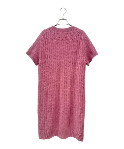 HERMES（エルメス）HERMES (エルメス) Hモチーフショートスリーブニットドレス ピンク サイズ:38の古着・服飾アイテム