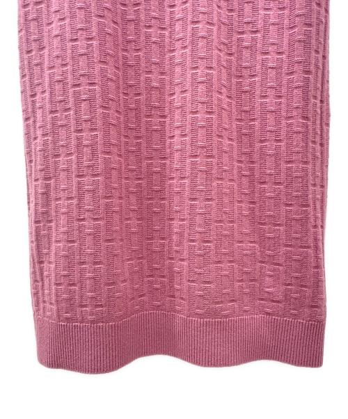 HERMES（エルメス）HERMES (エルメス) Hモチーフショートスリーブニットドレス ピンク サイズ:38の古着・服飾アイテム