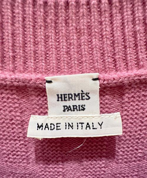 HERMES（エルメス）HERMES (エルメス) Hモチーフショートスリーブニットドレス ピンク サイズ:38の古着・服飾アイテム