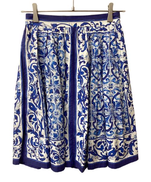 DOLCE & GABBANA（ドルチェ＆ガッバーナ）DOLCE & GABBANA (ドルチェ＆ガッバーナ) マジョリカプリントスカート ブルー サイズ:38の古着・服飾アイテム