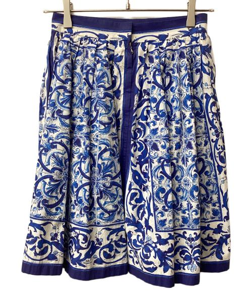 DOLCE & GABBANA（ドルチェ＆ガッバーナ）DOLCE & GABBANA (ドルチェ＆ガッバーナ) マジョリカプリントスカート ブルー サイズ:38の古着・服飾アイテム