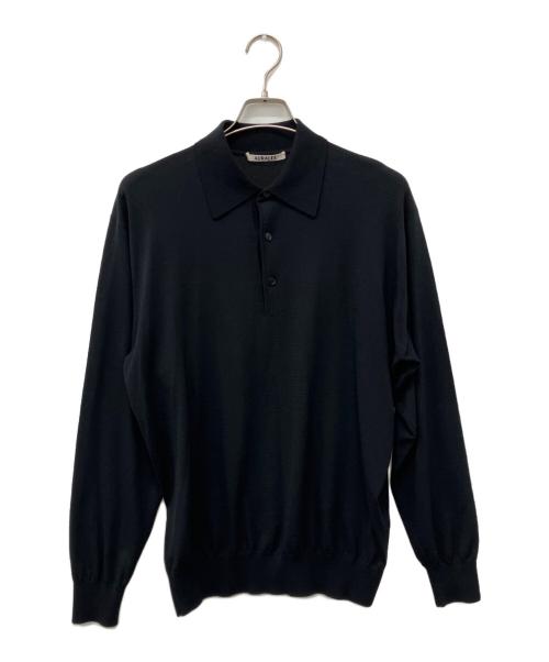 AURALEE（オーラリー）AURALEE (オーラリー) SUPER HIGH GAUGE WOOL KNIT POLO ブラック サイズ:3の古着・服飾アイテム