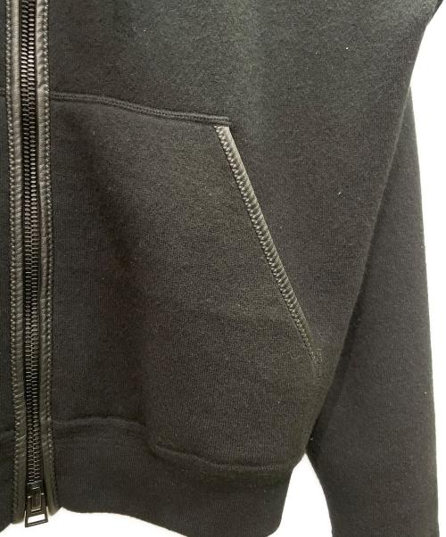 TOM FORD（トムフォード）TOM FORD (トムフォード) レザーパイピングカシミヤジップパーカー ブラック サイズ:50の古着・服飾アイテム