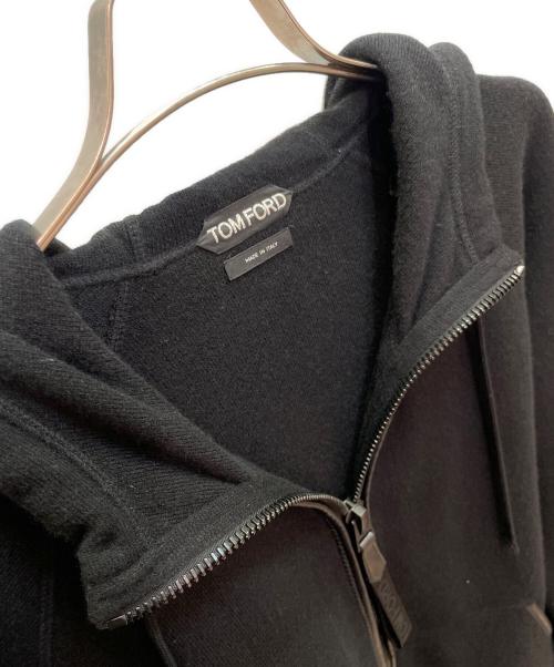 TOM FORD（トムフォード）TOM FORD (トムフォード) レザーパイピングカシミヤジップパーカー ブラック サイズ:50の古着・服飾アイテム