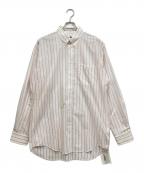 BALENCIAGAバレンシアガ）の古着「ロゴストライプシャツ」｜ホワイト×レッド