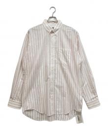 BALENCIAGA（バレンシアガ）の古着「ロゴストライプシャツ」｜ホワイト×レッド