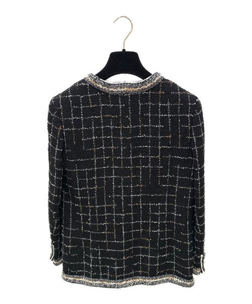 CHANEL（シャネル）CHANEL (シャネル) ノーカラーファンタジーツイードジャケット ブラック サイズ:36の古着・服飾アイテム
