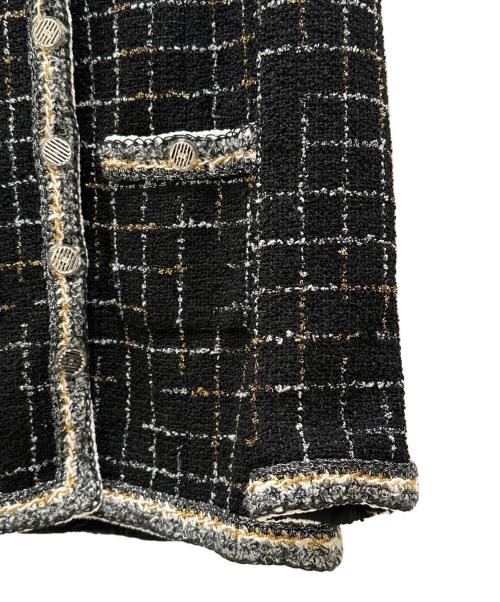 CHANEL（シャネル）CHANEL (シャネル) ノーカラーファンタジーツイードジャケット ブラック サイズ:36の古着・服飾アイテム