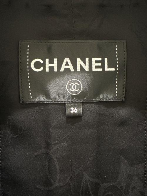 CHANEL（シャネル）CHANEL (シャネル) ノーカラーファンタジーツイードジャケット ブラック サイズ:36の古着・服飾アイテム