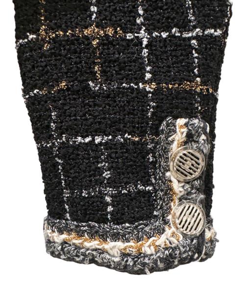 CHANEL（シャネル）CHANEL (シャネル) ノーカラーファンタジーツイードジャケット ブラック サイズ:36の古着・服飾アイテム