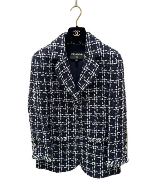 CHANEL（シャネル）CHANEL (シャネル) P75 ココボタンツイードジャケット ネイビー サイズ:36の古着・服飾アイテム