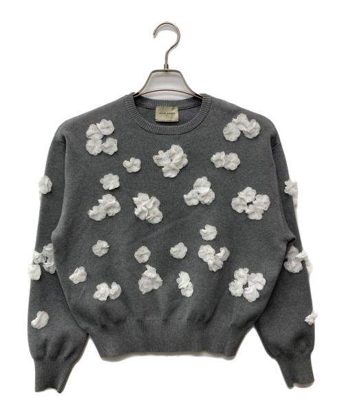 UNITED ARROWS（ユナイテッドアローズ）UNITED ARROWS (ユナイテッドアローズ) 3D フラワーモチーフ ロングスリーブ ニット グレー サイズ:-の古着・服飾アイテム