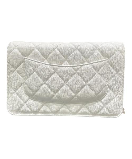 CHANEL（シャネル）CHANEL (シャネル) キャビアスキンチェーンショルダーウォレット ホワイト サイズ:-の古着・服飾アイテム