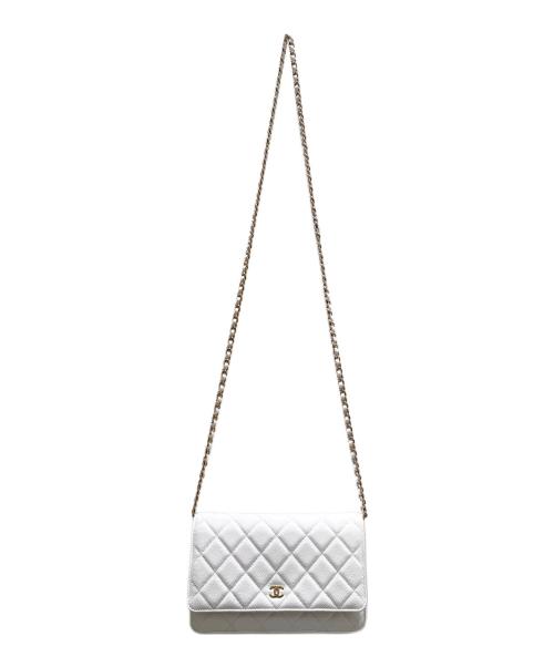CHANEL（シャネル）CHANEL (シャネル) キャビアスキンチェーンショルダーウォレット ホワイト サイズ:-の古着・服飾アイテム
