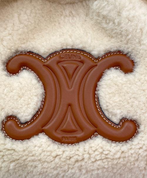 CELINE（セリーヌ）CELINE (セリーヌ) キュイル トリオンフ シアリング スモールドローストリング ベージュの古着・服飾アイテム