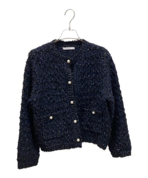 ANAYI（アナイ）ANAYI (アナイ) リボンアーガイルツイード カーディガン ネイビー サイズ:38の古着・服飾アイテム