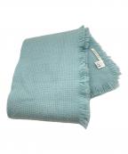 ASAUCE MELERアソースメレ）の古着「カシミヤバスケットフリンジストール」｜ライトブルー