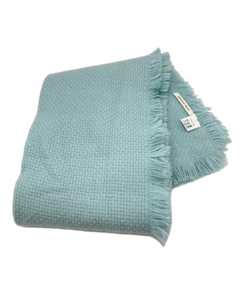 ASAUCE MELER（アソースメレ）ASAUCE MELER (アソースメレ) カシミヤバスケットフリンジストール ライトブルーの古着・服飾アイテム