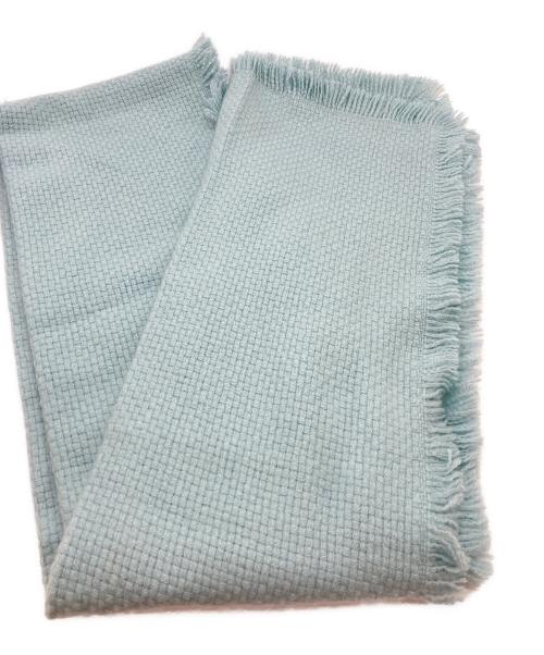 ASAUCE MELER（アソースメレ）ASAUCE MELER (アソースメレ) カシミヤバスケットフリンジストール ライトブルーの古着・服飾アイテム