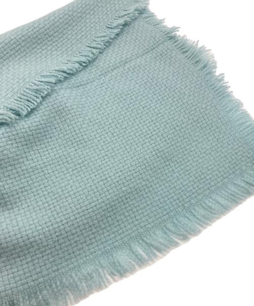 ASAUCE MELER（アソースメレ）ASAUCE MELER (アソースメレ) カシミヤバスケットフリンジストール ライトブルーの古着・服飾アイテム