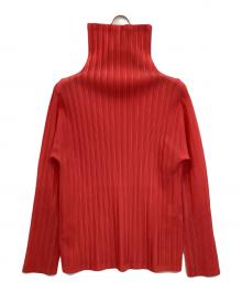 PLEATS PLEASE（プリーツプリーズ）の古着「ハイネックブラウス」｜ピンク