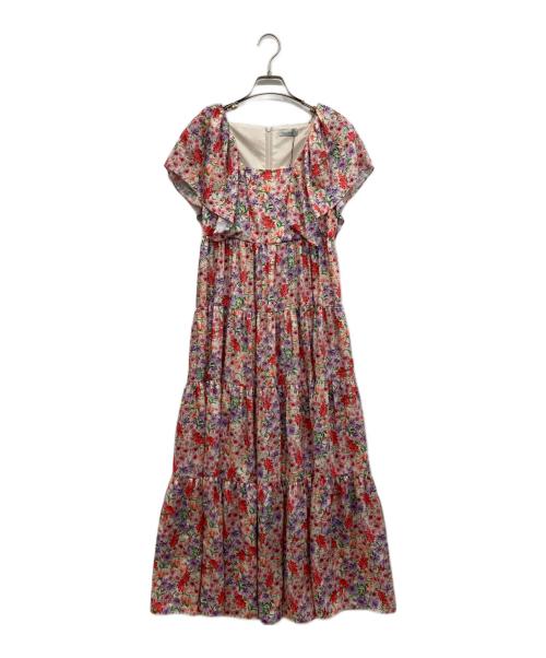 STRASBURGO（ストラスブルゴ）STRASBURGO (ストラスブルゴ) フラワー柄 ティアードワンピース レッド サイズ:36 未使用品の古着・服飾アイテム