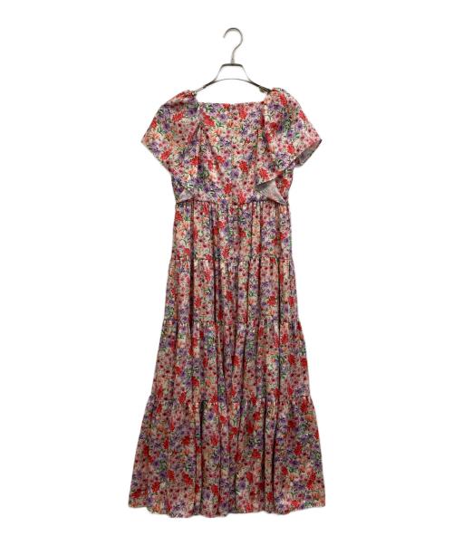STRASBURGO（ストラスブルゴ）STRASBURGO (ストラスブルゴ) フラワー柄 ティアードワンピース レッド サイズ:36 未使用品の古着・服飾アイテム