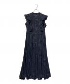 La boutique BonBonラブティックボンボン）の古着「ドットプリント フリルワンピース」｜ネイビー
