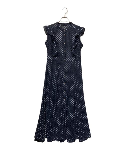 La boutique BonBon（ラブティックボンボン）La boutique BonBon (ラブティックボンボン) ドットプリント フリルワンピース ネイビー サイズ:36の古着・服飾アイテム