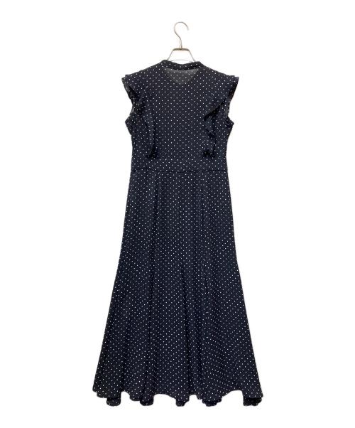 La boutique BonBon（ラブティックボンボン）La boutique BonBon (ラブティックボンボン) ドットプリント フリルワンピース ネイビー サイズ:36の古着・服飾アイテム