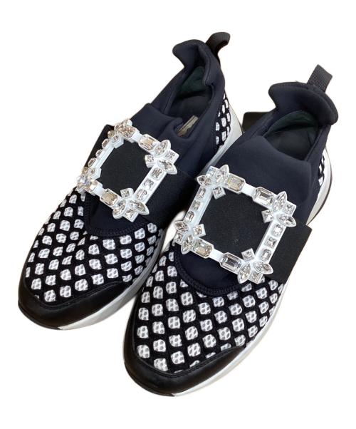 Roger Vivier（ロジェ ヴィヴィエ）Roger Vivier (ロジェ ヴィヴィエ) ストラスバックル ビジュー ブラック×ホワイト サイズ:361/2の古着・服飾アイテム