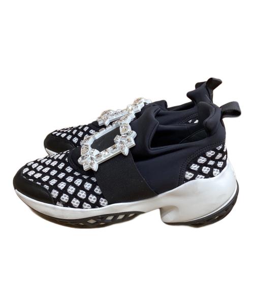 Roger Vivier（ロジェ ヴィヴィエ）Roger Vivier (ロジェ ヴィヴィエ) ストラスバックル ビジュー ブラック×ホワイト サイズ:361/2の古着・服飾アイテム