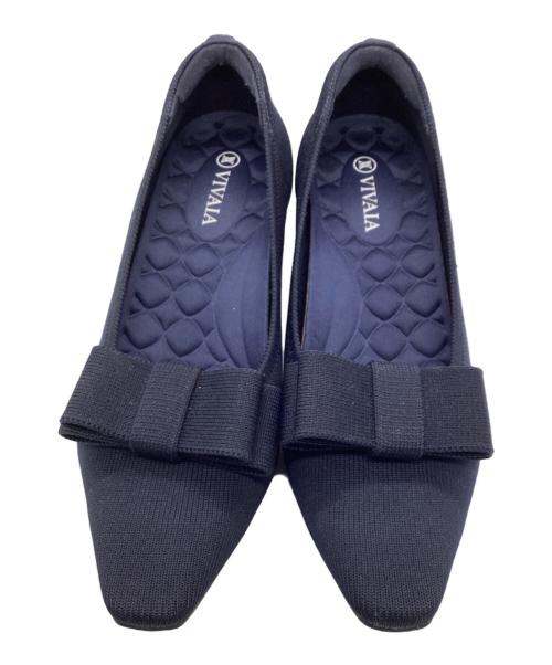 VIVAIA（ビバイア）VIVAIA (ビバイア) リボンヒールパンプス ネイビー サイズ:36.5の古着・服飾アイテム