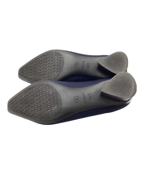 VIVAIA（ビバイア）VIVAIA (ビバイア) リボンヒールパンプス ネイビー サイズ:36.5の古着・服飾アイテム