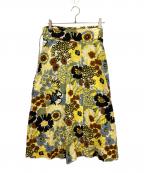TOMORROW LAND collectionトゥモローランドコレクション）の古着「コットンパルテールプリントウエストギャザーミディスカート」｜イエロー