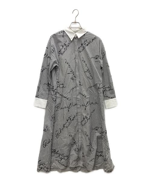 Diagram（ダイアグラム）Diagram (ダイアグラム) フロッキーストライプシャツワンピース グレー サイズ:36の古着・服飾アイテム