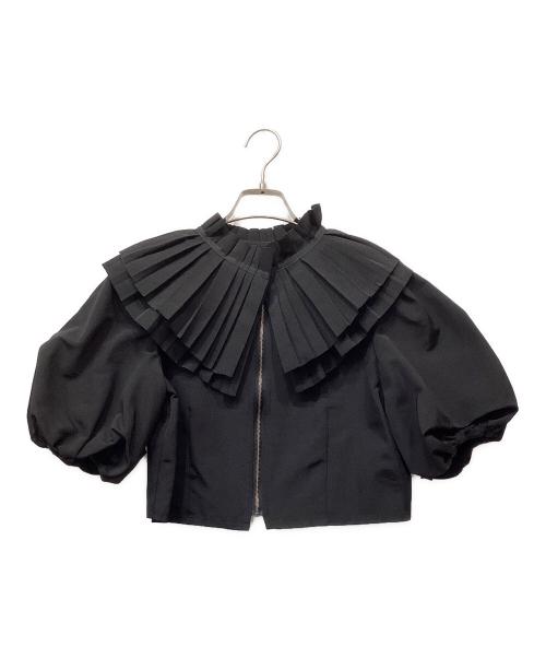 MECRE（メクル）MECRE (メクル) プリーツネック クロップドブラウス ブラック サイズ:Freeの古着・服飾アイテム
