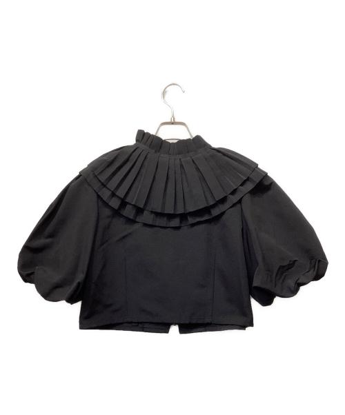 MECRE（メクル）MECRE (メクル) プリーツネック クロップドブラウス ブラック サイズ:Freeの古着・服飾アイテム