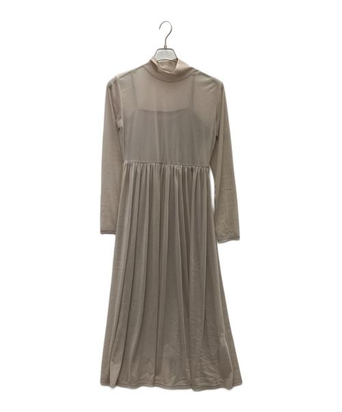 Noble（ノーブル）Noble (ノーブル) トリコットシアーワンピース ベージュ サイズ:SIZEFREEの古着・服飾アイテム