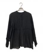 willfullyウィルフリー）の古着「shirring pattern band collar sheer BL」｜ブラック