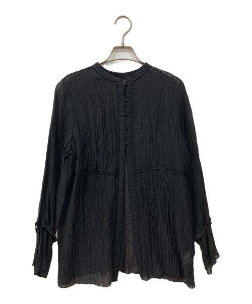 willfully（ウィルフリー）willfully (ウィルフリー) shirring pattern band collar sheer BL ブラック サイズ:Freeの古着・服飾アイテム
