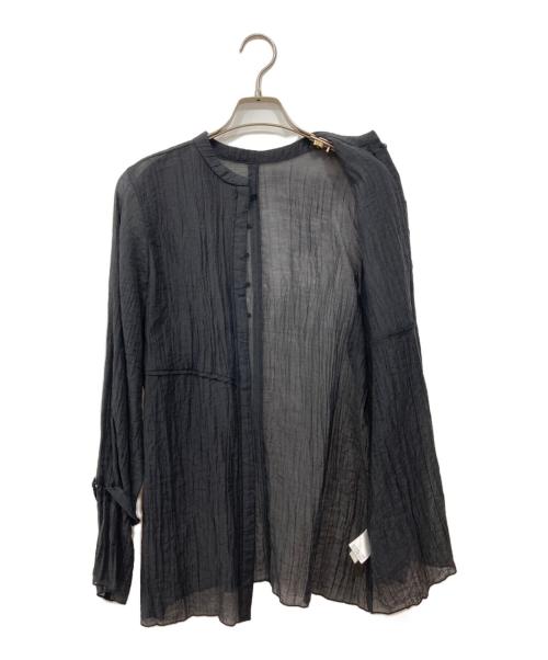 willfully（ウィルフリー）willfully (ウィルフリー) shirring pattern band collar sheer BL ブラック サイズ:Freeの古着・服飾アイテム