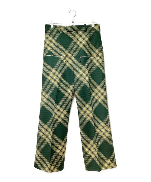 BURBERRY（バーバリー）BURBERRY (バーバリー) チェック テーラードパンツ グリーン サイズ:46の古着・服飾アイテム