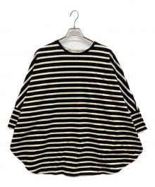 LE PHIL（ル フィル）の古着「バックスリットラスティックジャージープルオーバーカットソー」｜ブラック