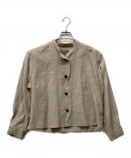 MARGARET HOWELLマーガレットハウエル）の古着「リネンカラーレスシャツ」｜ナチュラル