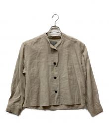 MARGARET HOWELL（マーガレットハウエル）の古着「リネンカラーレスシャツ」｜ナチュラル